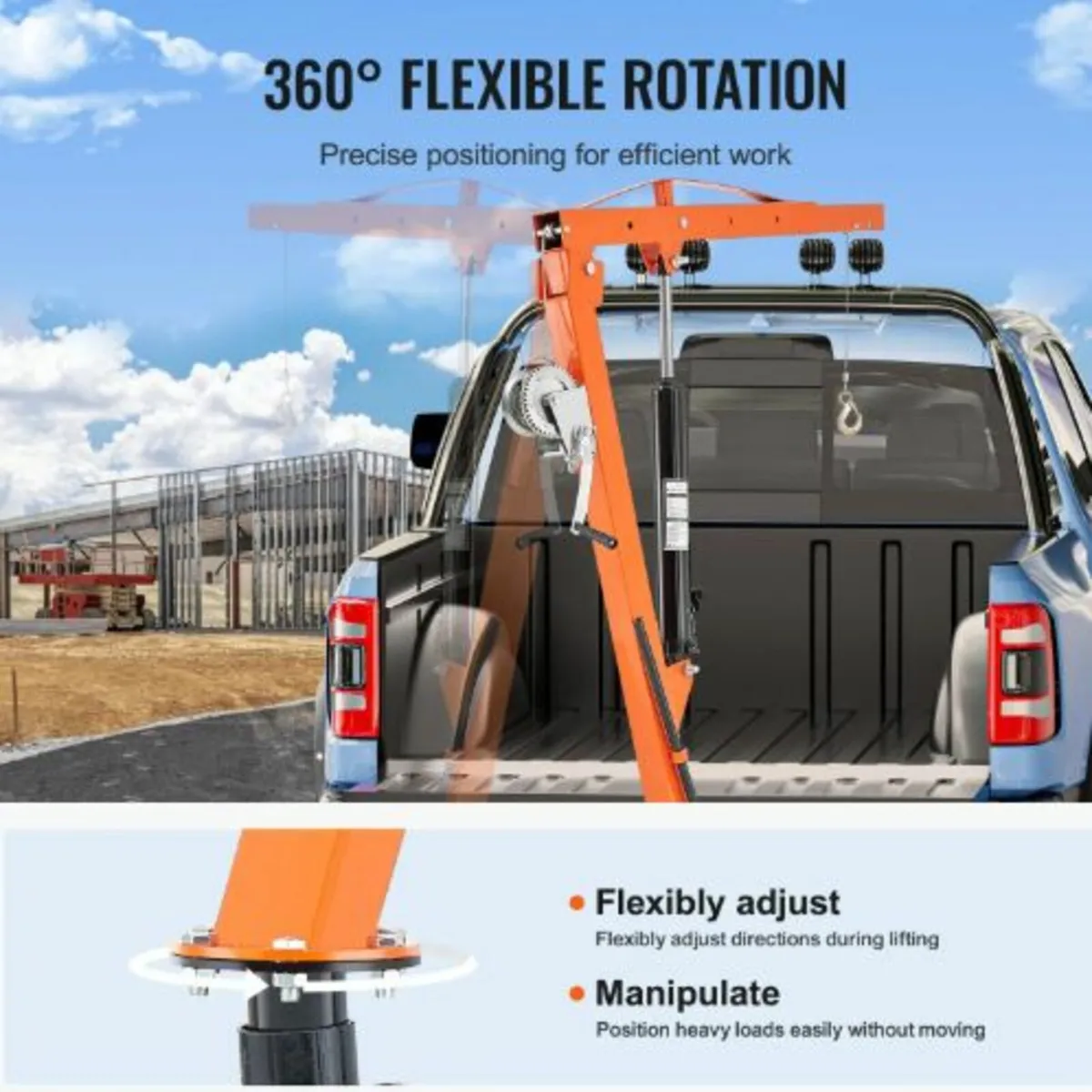 Hydraulic Pickup Truck Crane,500 lbs Capacity, 360 - Image 3