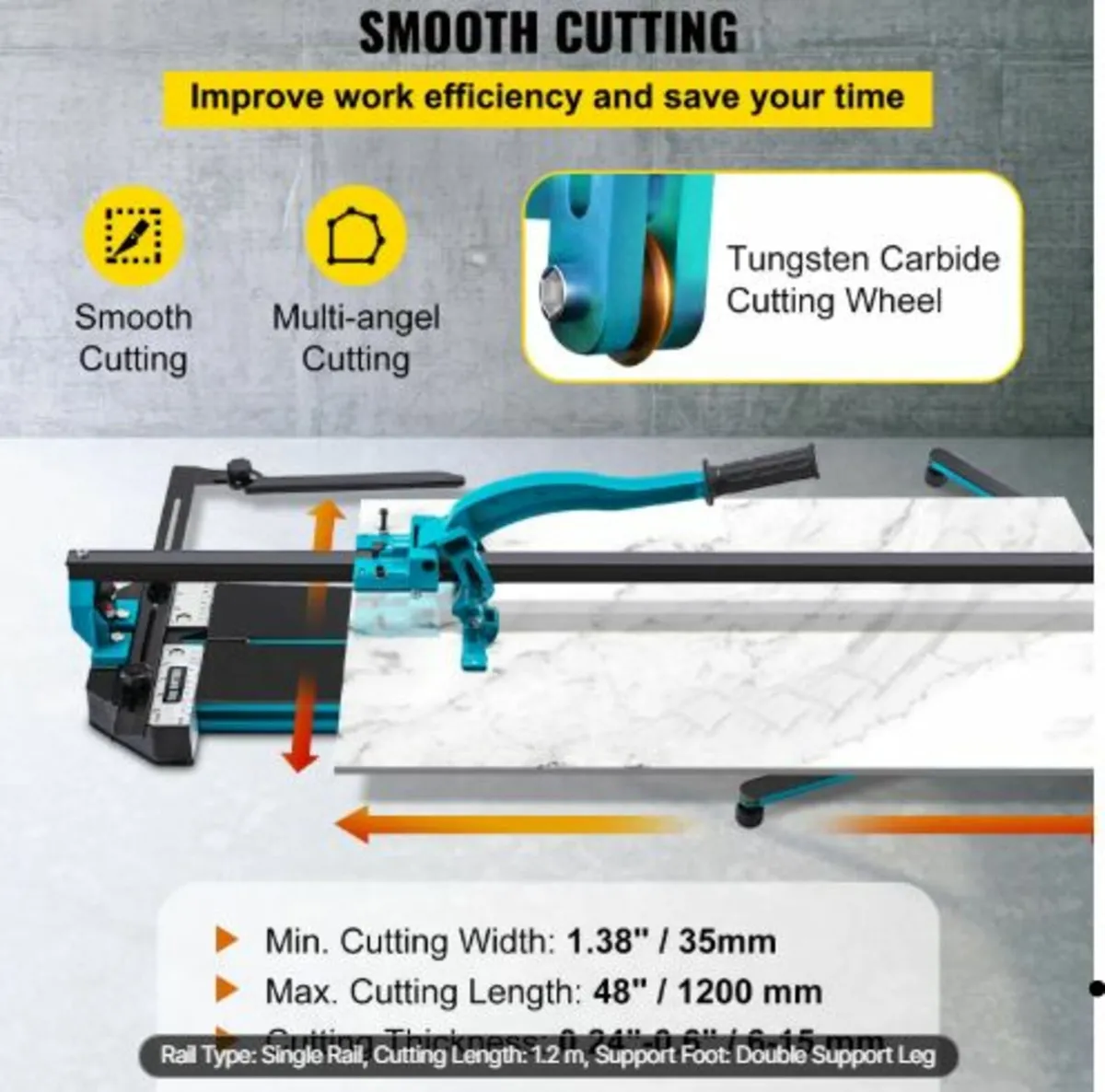 47 Inch Tile Cutter Single Rail Double Brackets - Image 4