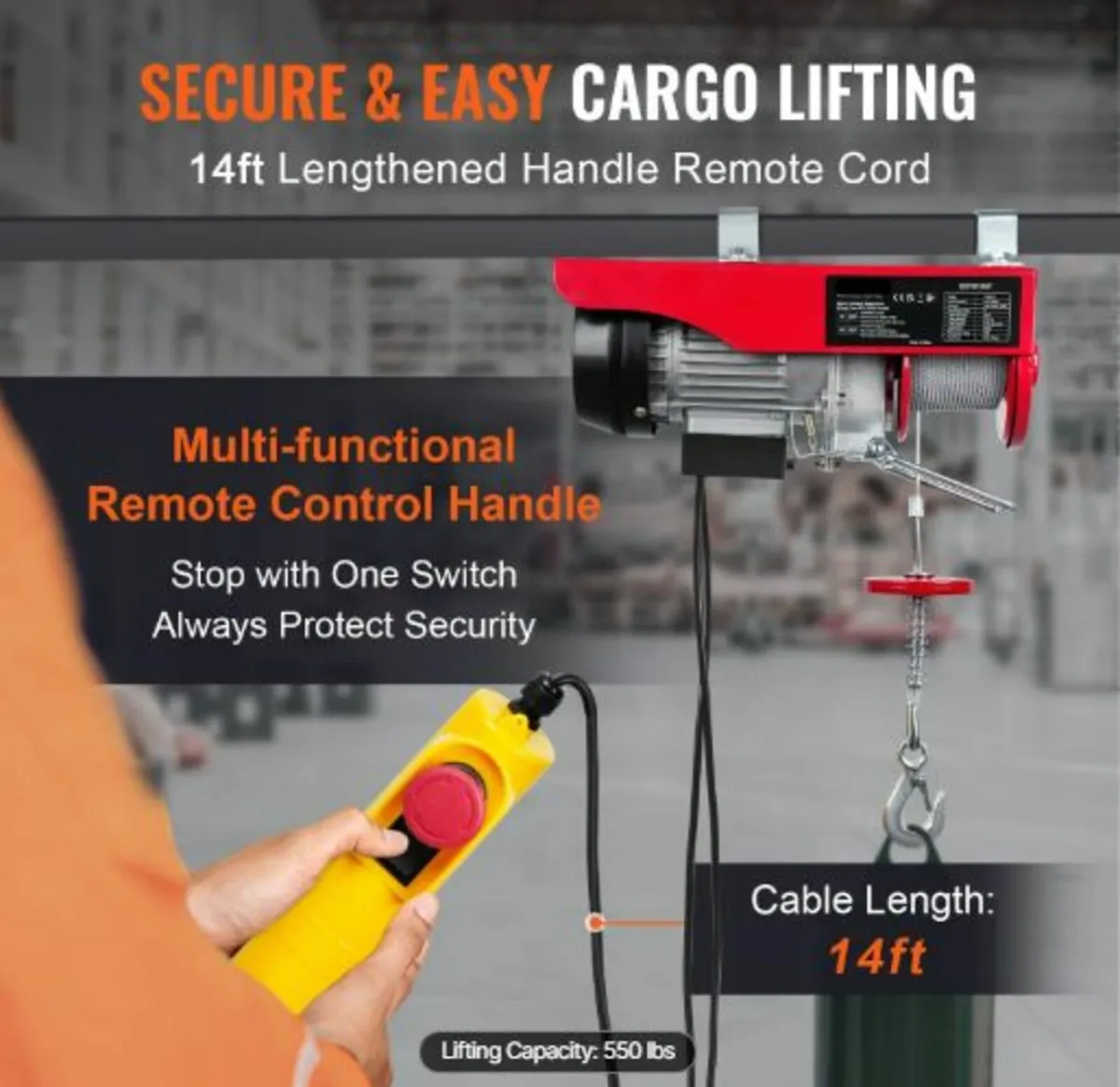 Electric Hoist,249.5 kg Lifting Capacity,510W 220V - Image 2