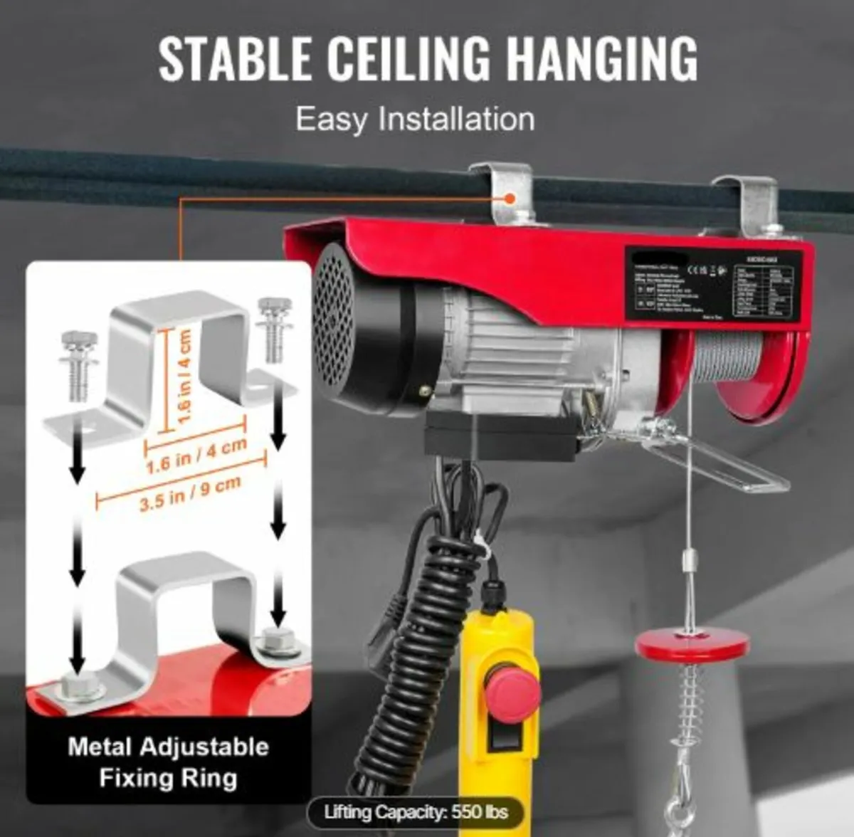 Electric Hoist,249.5 kg Lifting Capacity,510W 220V - Image 3