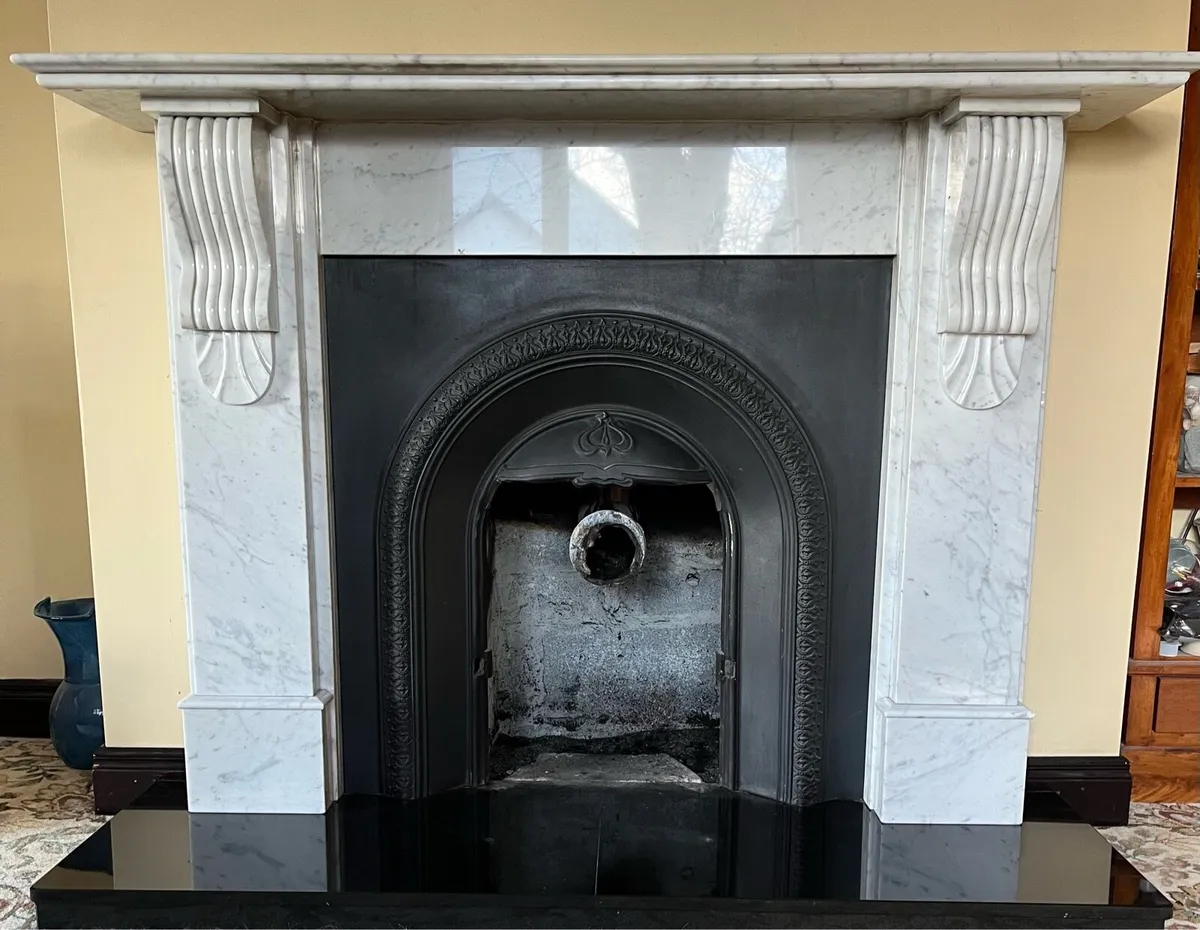 Carrara white marble fireplace - Image 1