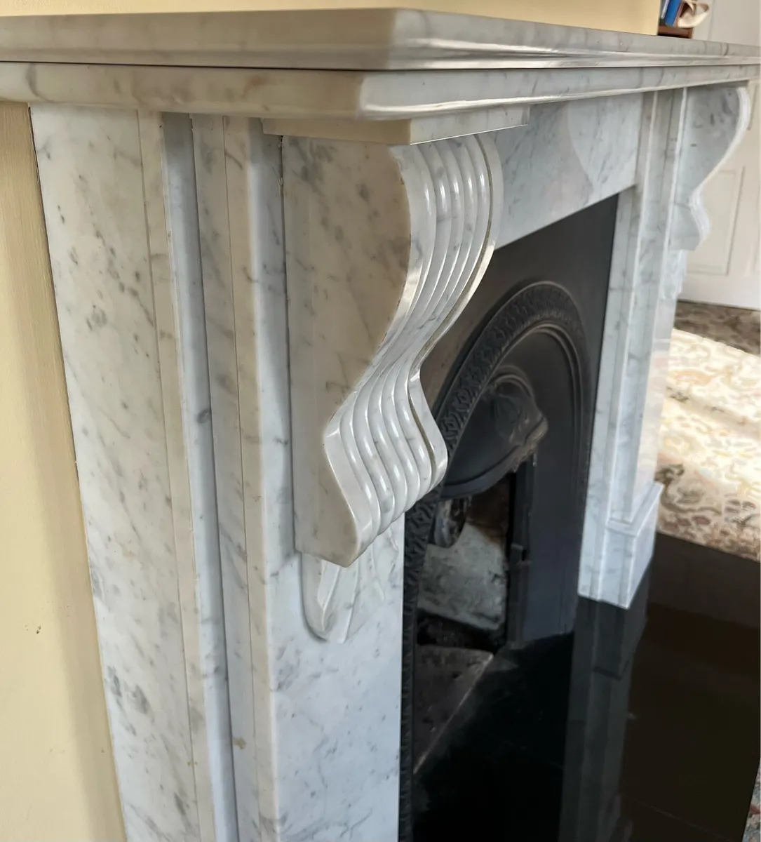 Carrara white marble fireplace - Image 3