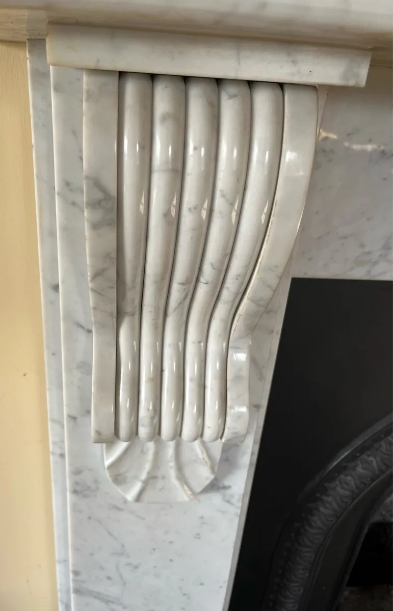 Carrara white marble fireplace - Image 4