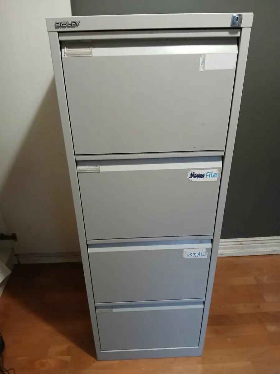 Free Filing cabinet, desk and table and 4 chairs - Image 1