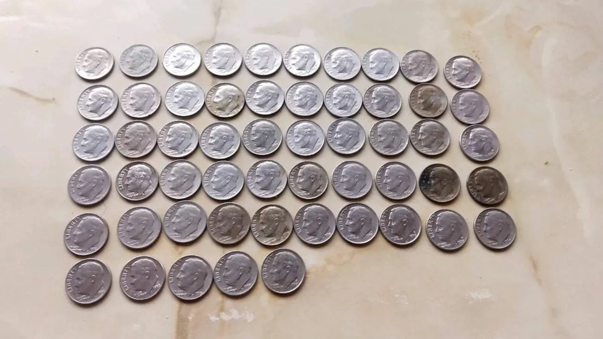55. American dime coins