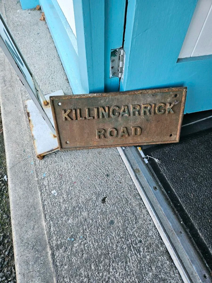 Vintage Cast Iron Sign Killincarrick Road - Image 1