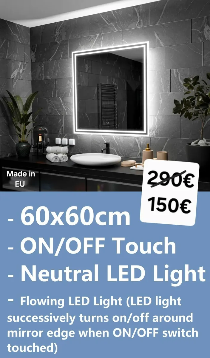 LED Bathroom Mirror 60x60cm - Image 1