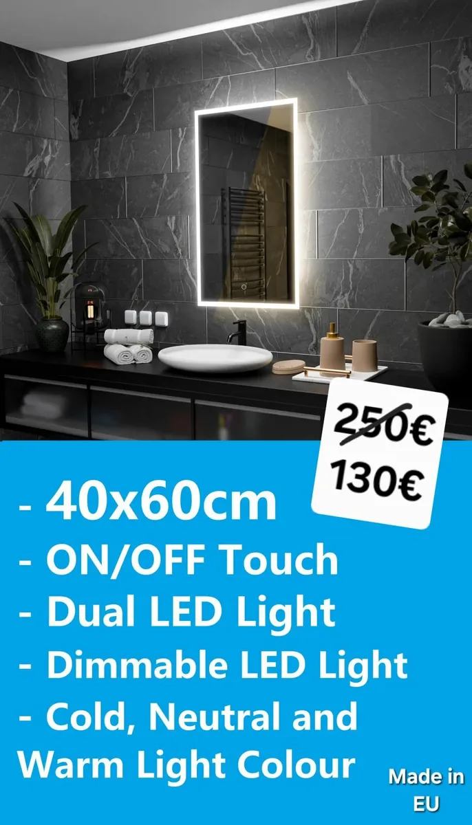 LED Bathroom Mirror 40x60cm Dual LED - Image 1