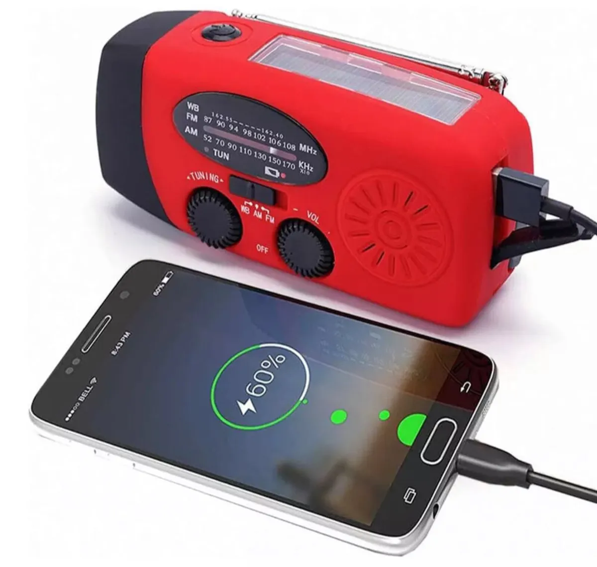 Wind Up Solar AM FM Radio Powerbank Torch NEW - Image 4