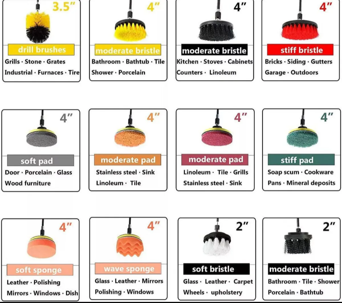 22 x Drill Cleaning Brush Attachments Set NEW - Image 3