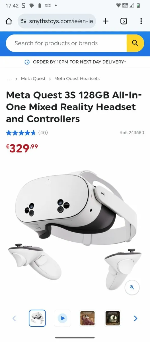 VR Meta Quest Headset 3S 128GB - Image 1