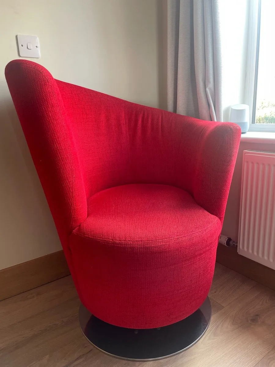Red Swivel Arm Chair - Image 1