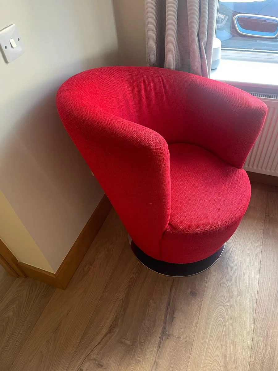 Red Swivel Arm Chair - Image 2