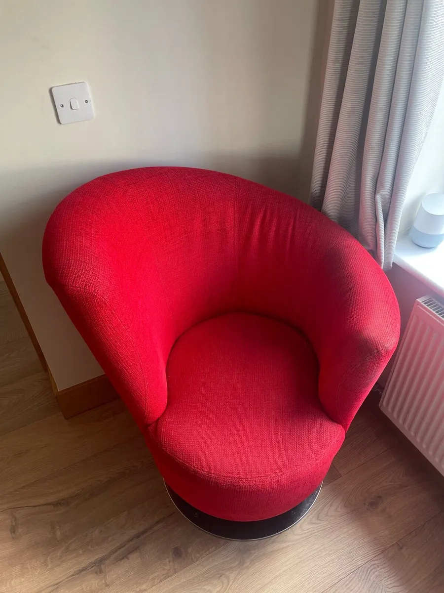 Red Swivel Arm Chair - Image 4