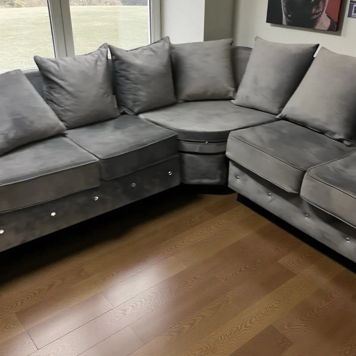 Dark grey corner sofa L shaped delivery available - Image 1