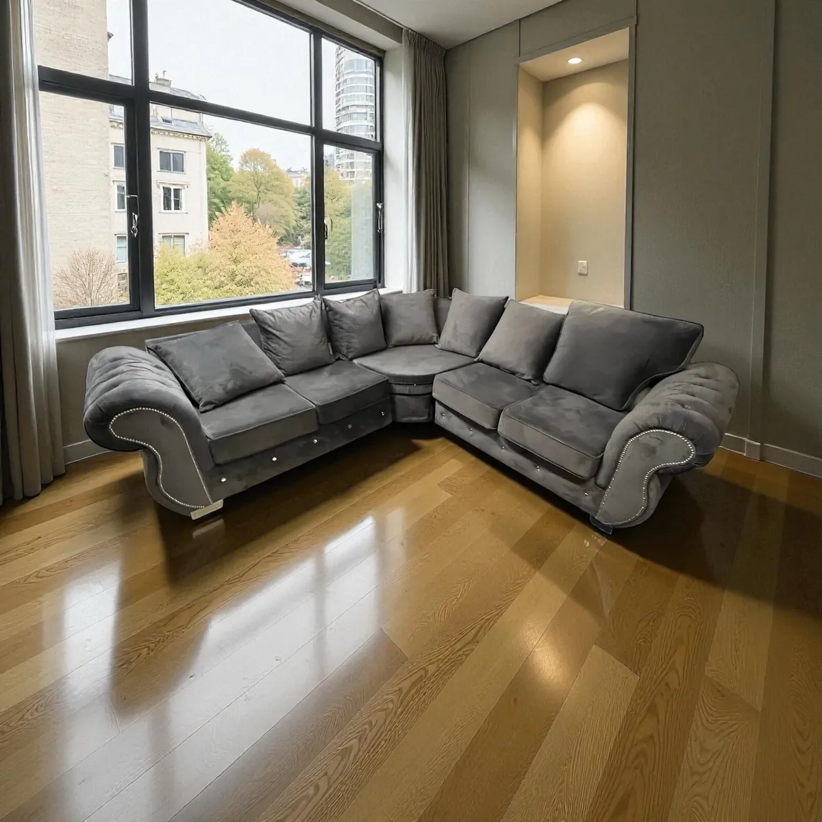 Dark grey corner sofa L shaped delivery available - Image 2