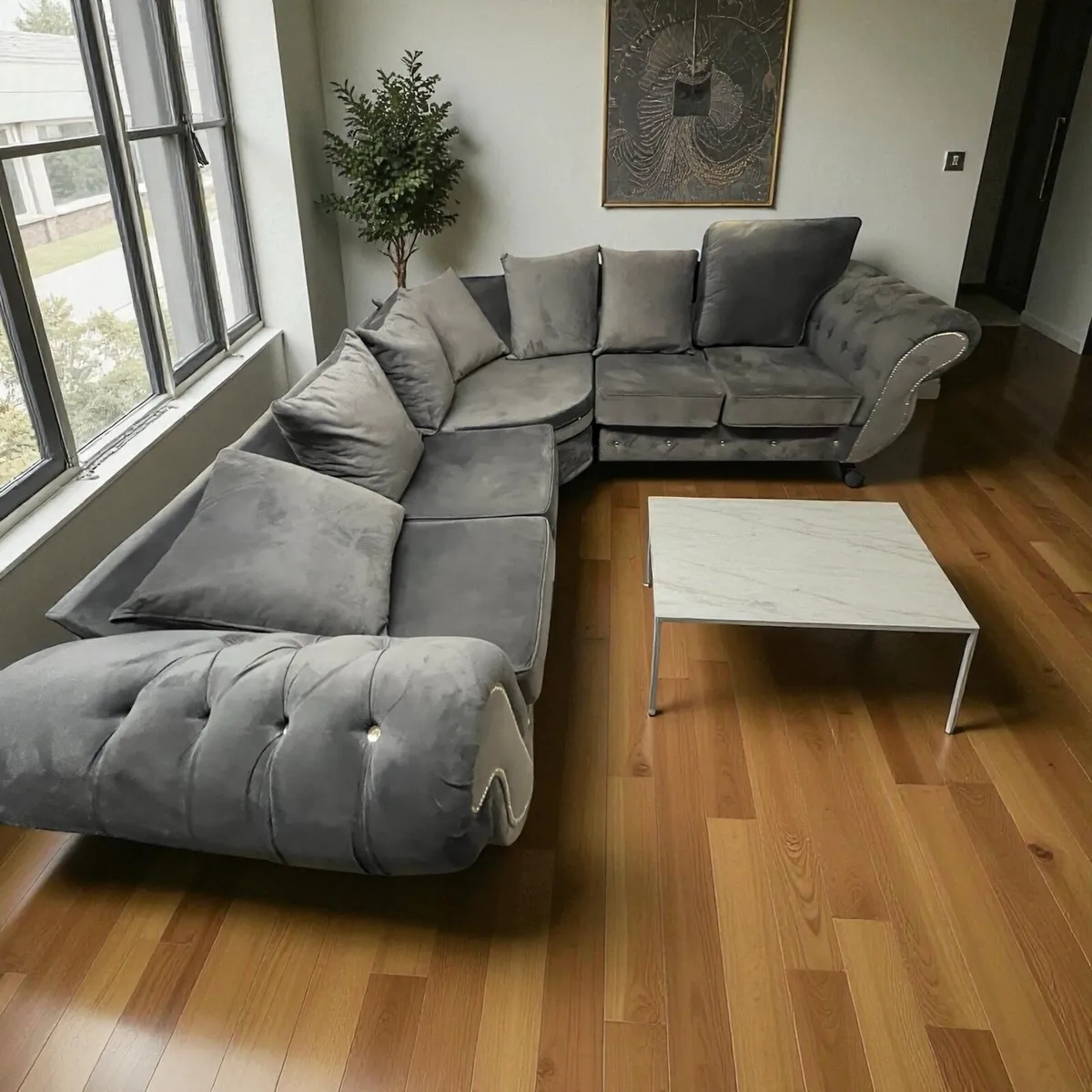 Dark grey corner sofa L shaped delivery available - Image 3