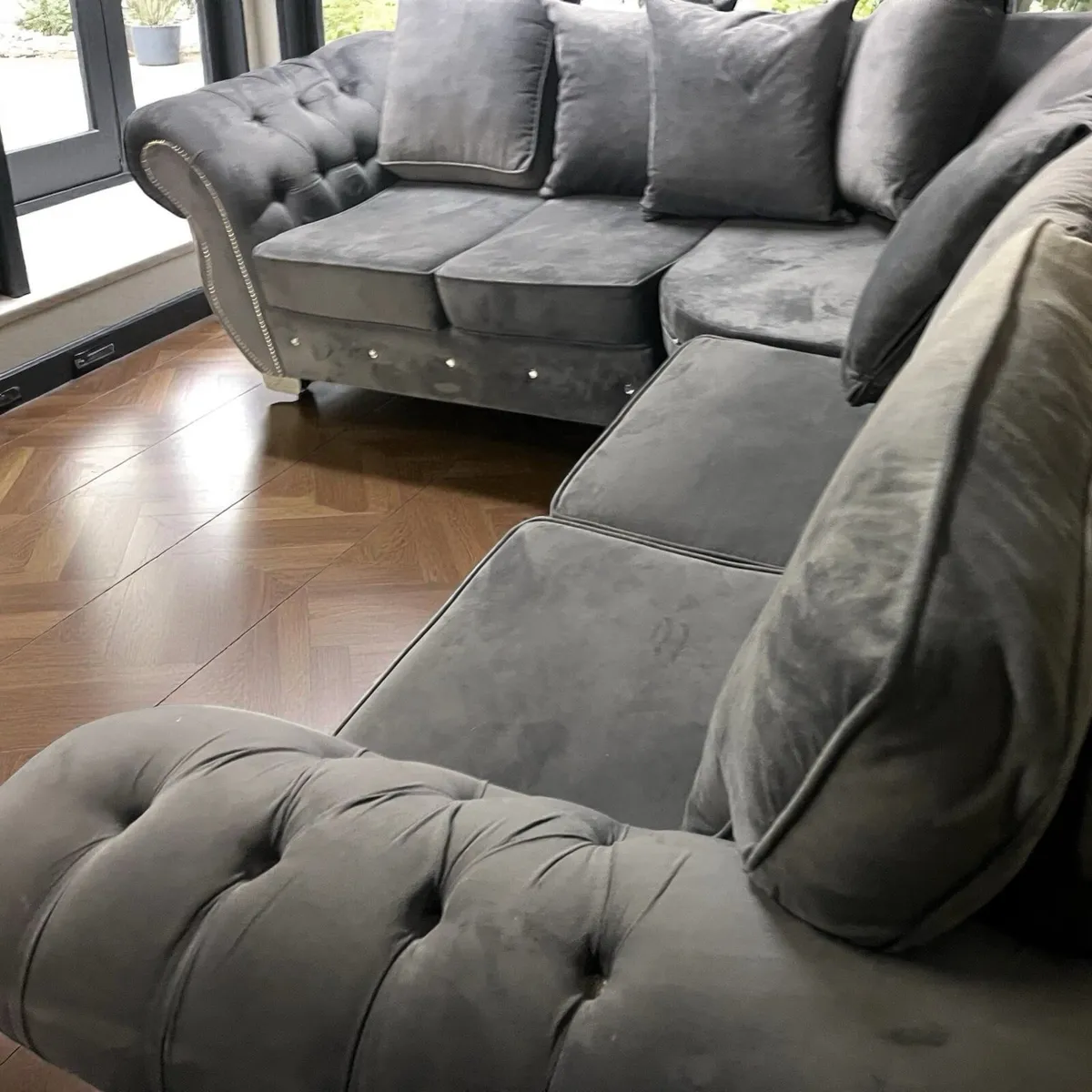 Dark grey corner sofa L shaped delivery available - Image 4