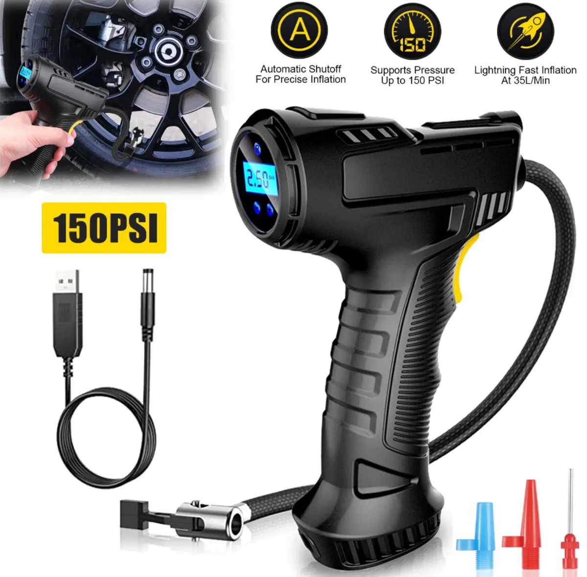 Cordless Car Bike Tyre Inflator Rechargeable NEW - Image 1