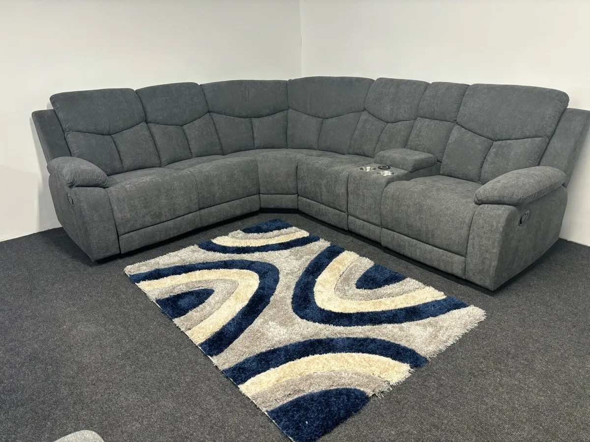 New Grey Wyatt Corner Sofa Recliner - Image 1