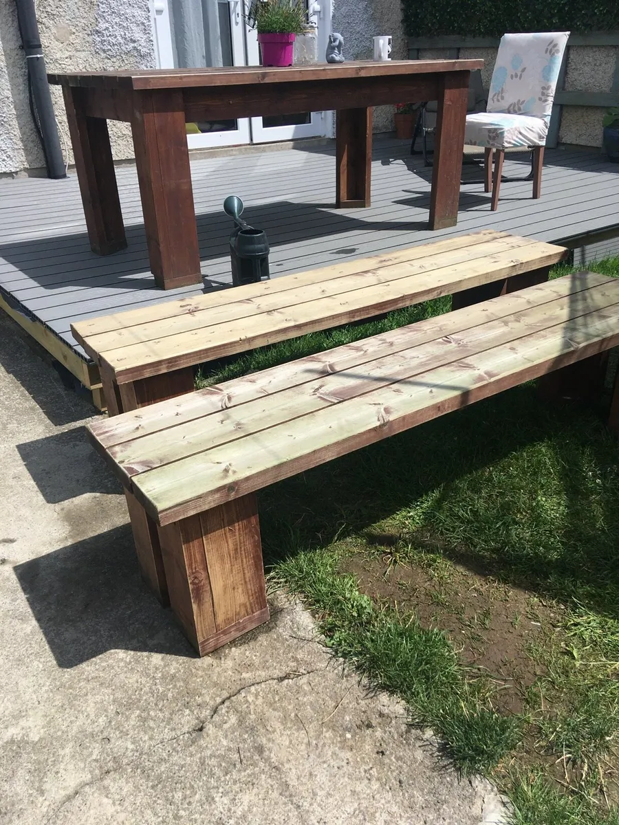Picnic table and two benches(garden) - Image 1