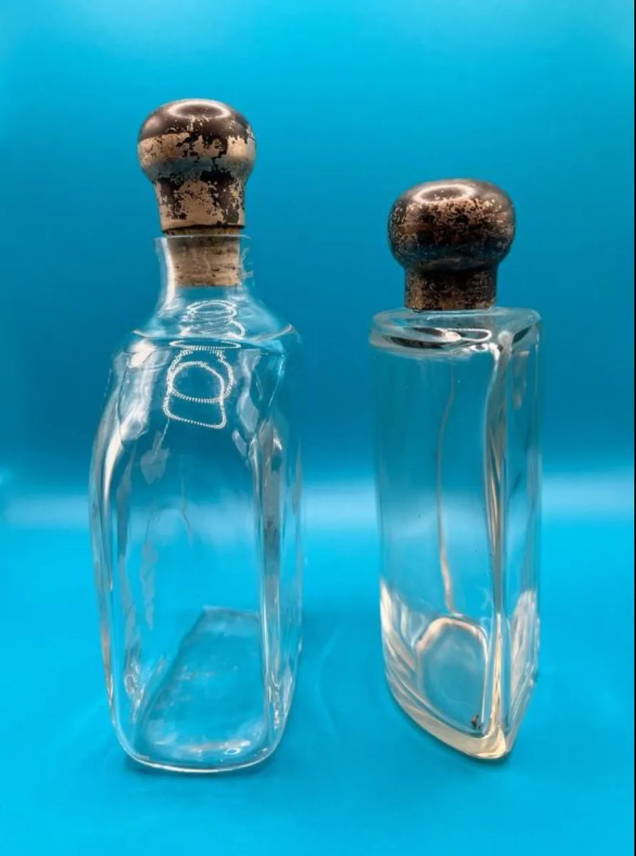 Antique Glass bottles with lids - Image 3