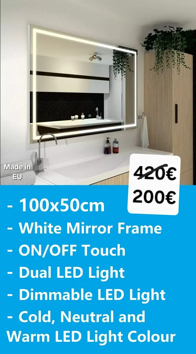 LED Bathroom Mirror 100x50cm Dual LED
