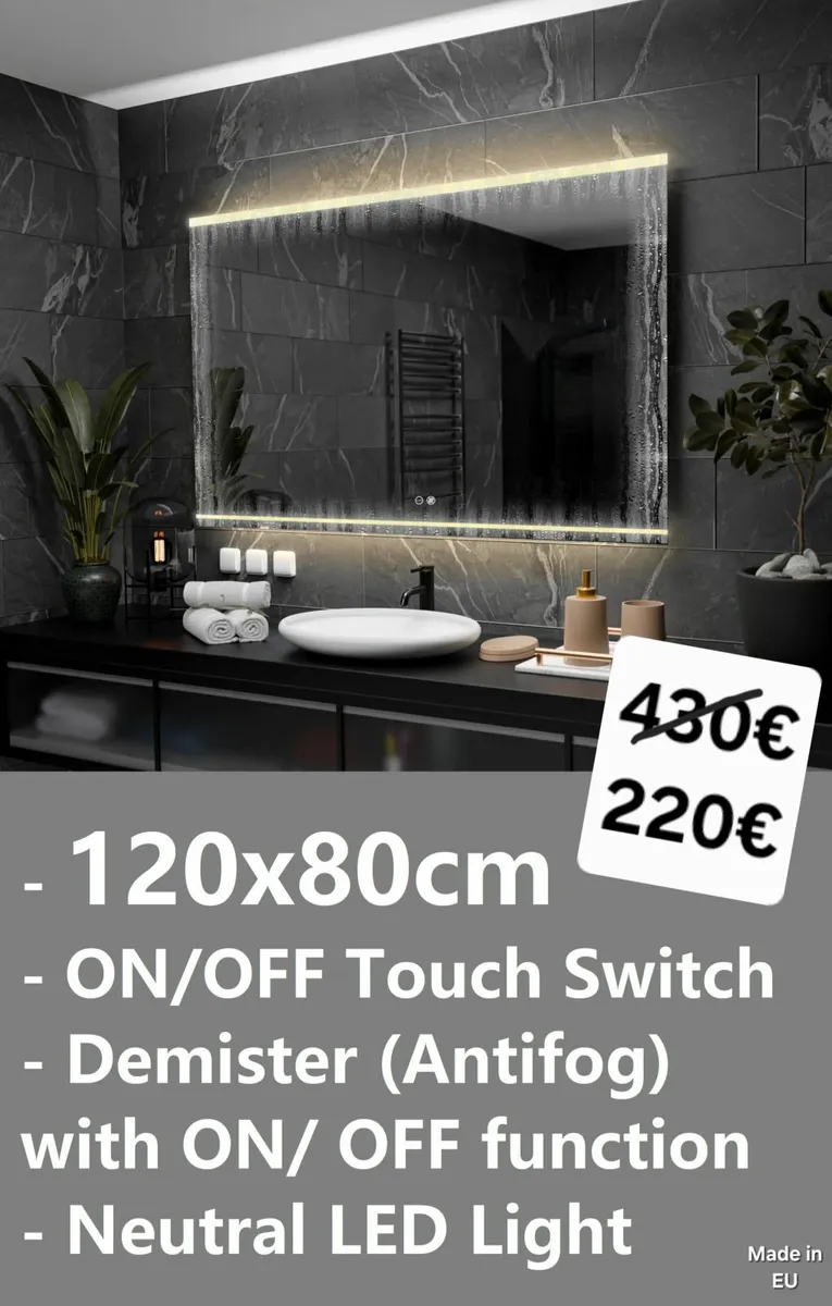 LED Bathroom Mirror 120x80cm Demister Antifog