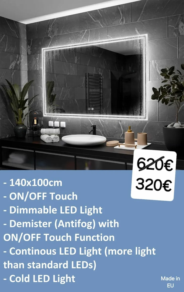 LED Bathroom Mirror 140x100cm Demister Antifog