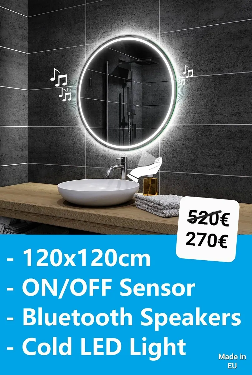 LED Bathroom Mirror 120cm Bluetooth Speakers