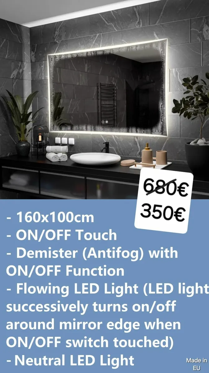 LED Bathroom Mirror 160x100cm Demister Antifog