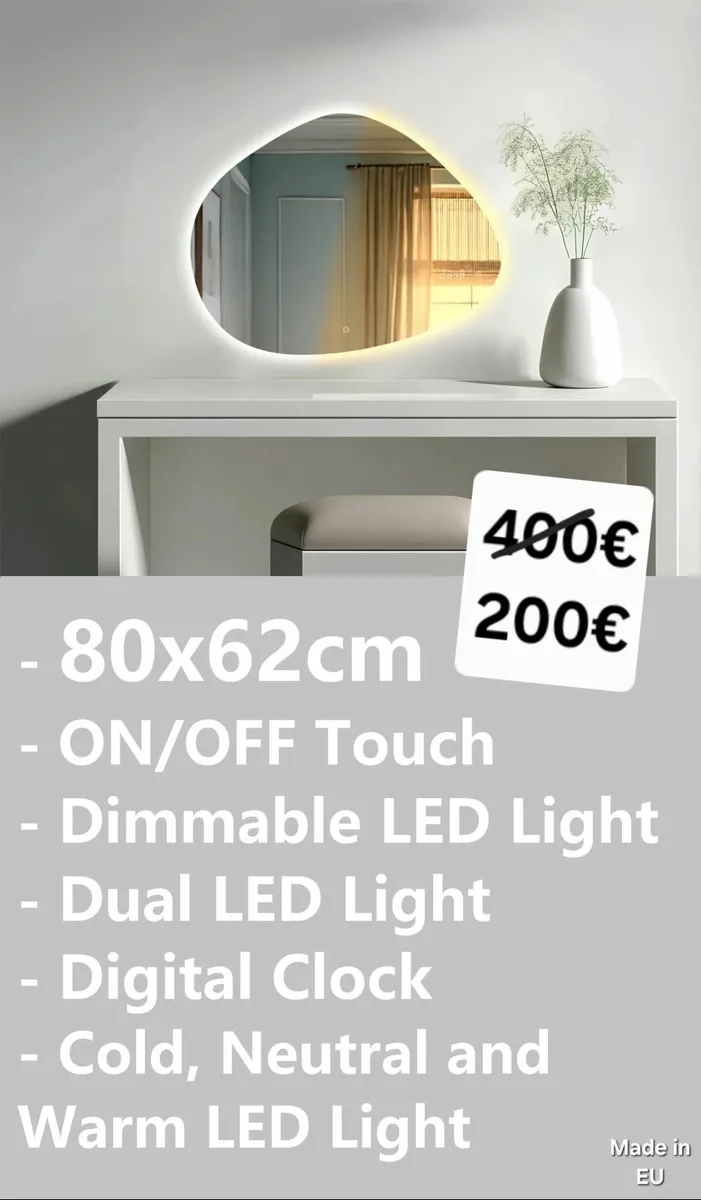 LED Bathroom Mirror Dual LED Digital Clock