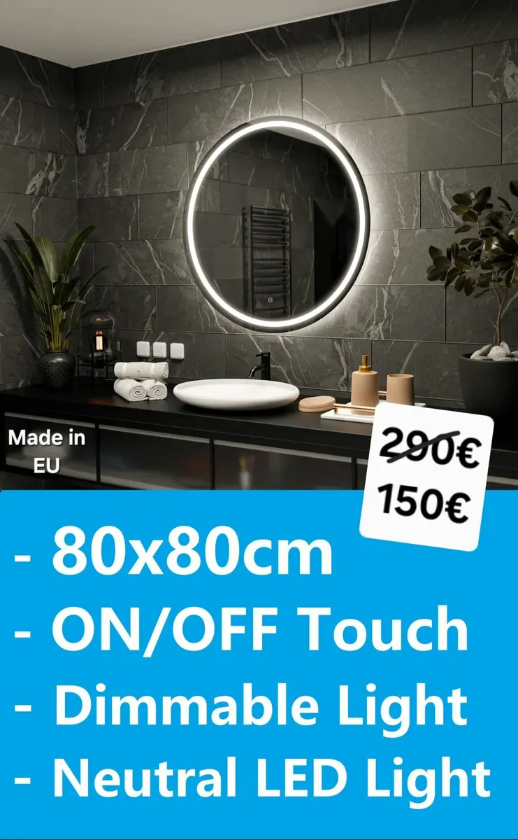 LED Bathroom Mirror Round 80cm
