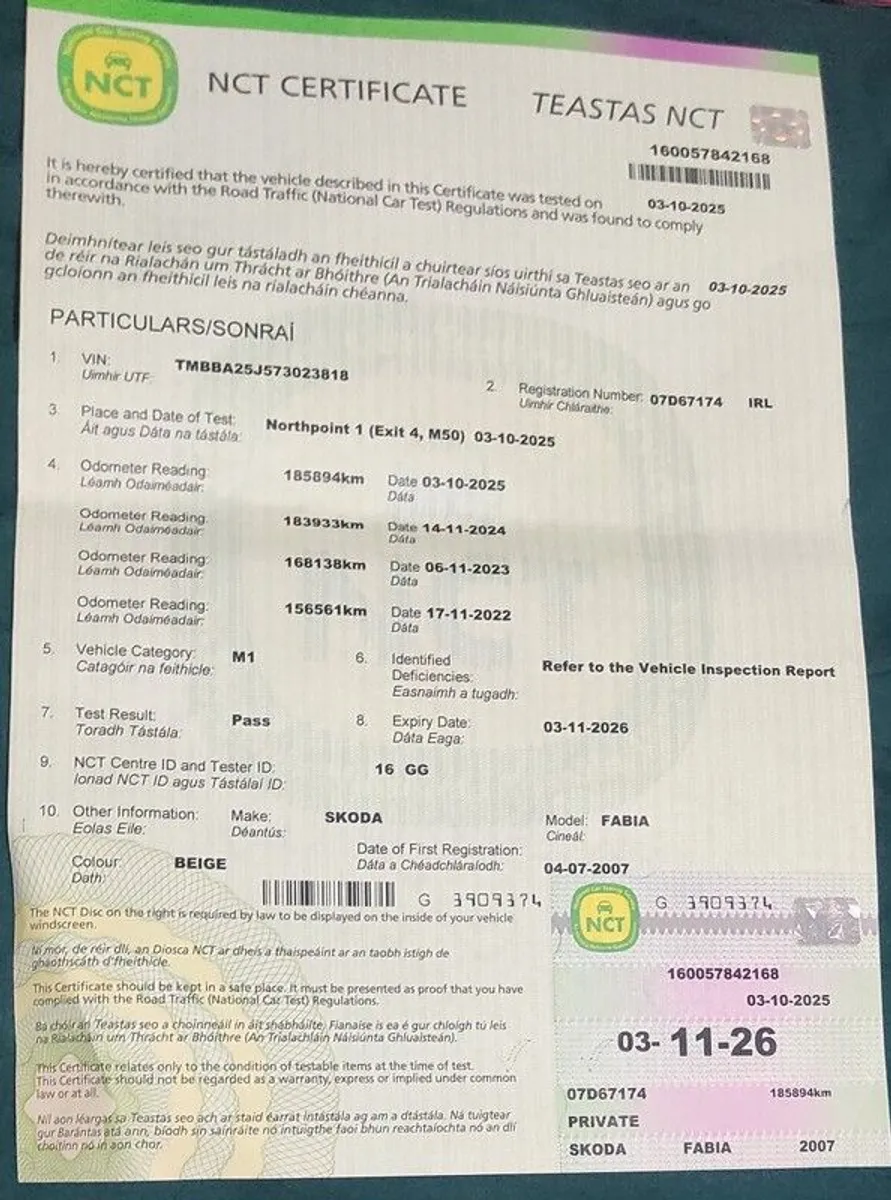 2007 Skoda Fabia | Nct 11/26 | Tax 03/26 | 186k Km - Image 1