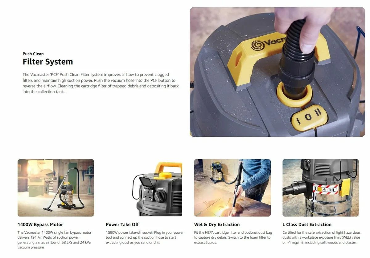 Vacmaster WD L30 PCF L class + 27 bags - Image 3