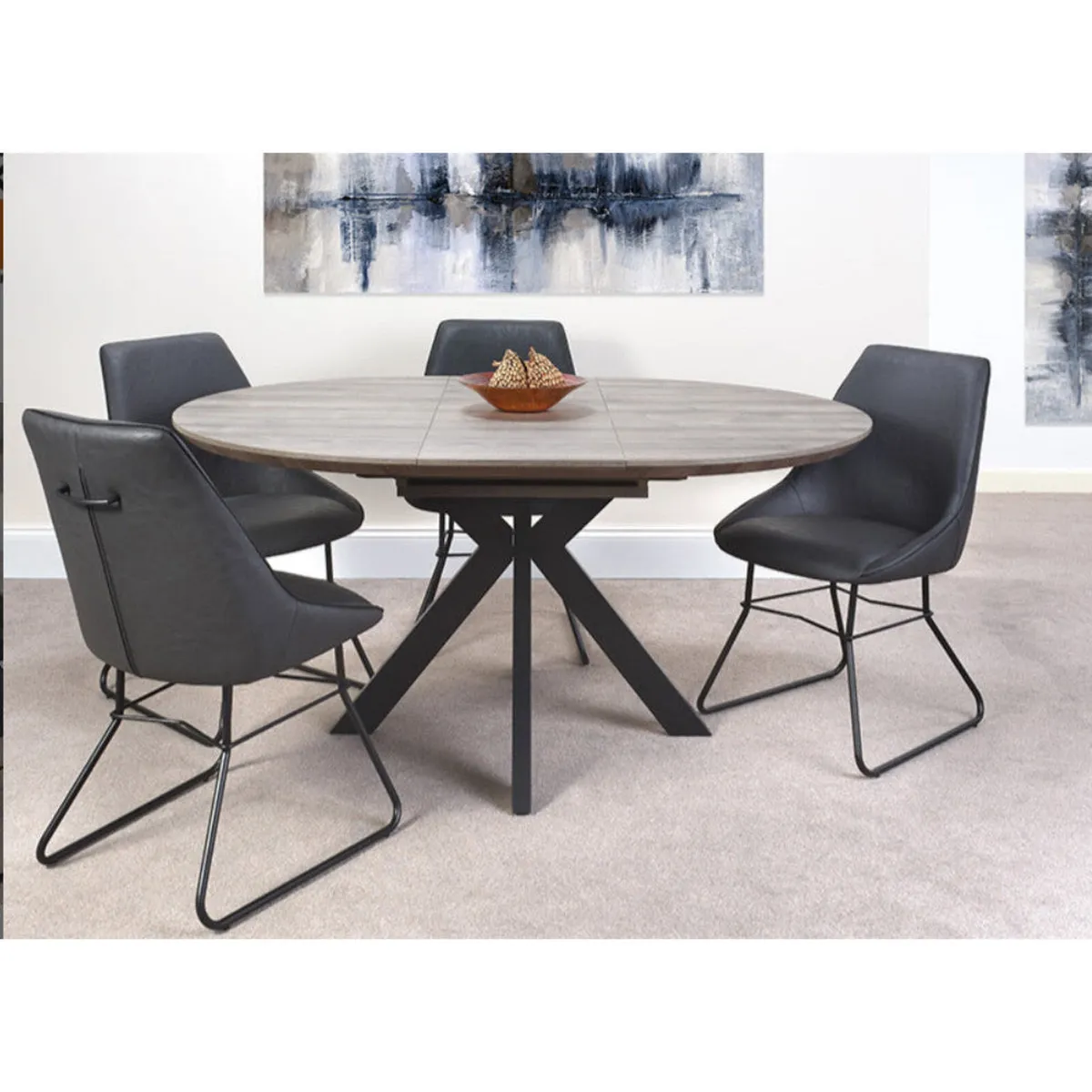 Oak Extending Round Dining Table 1.2 to 1.6m - Image 4