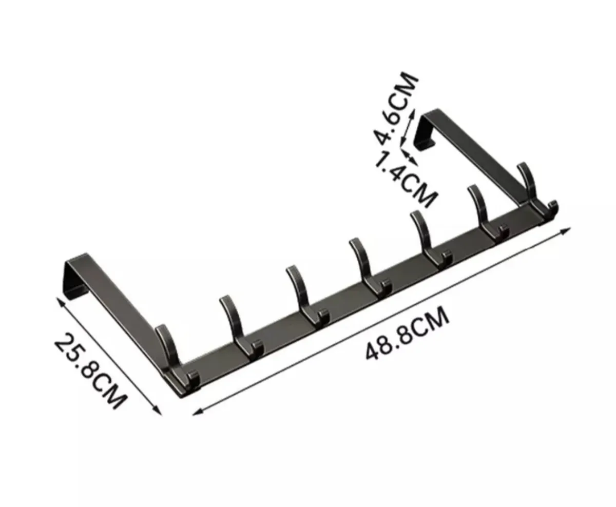 Over Door 7 Hooks Rail Hanger Black or White - Image 3