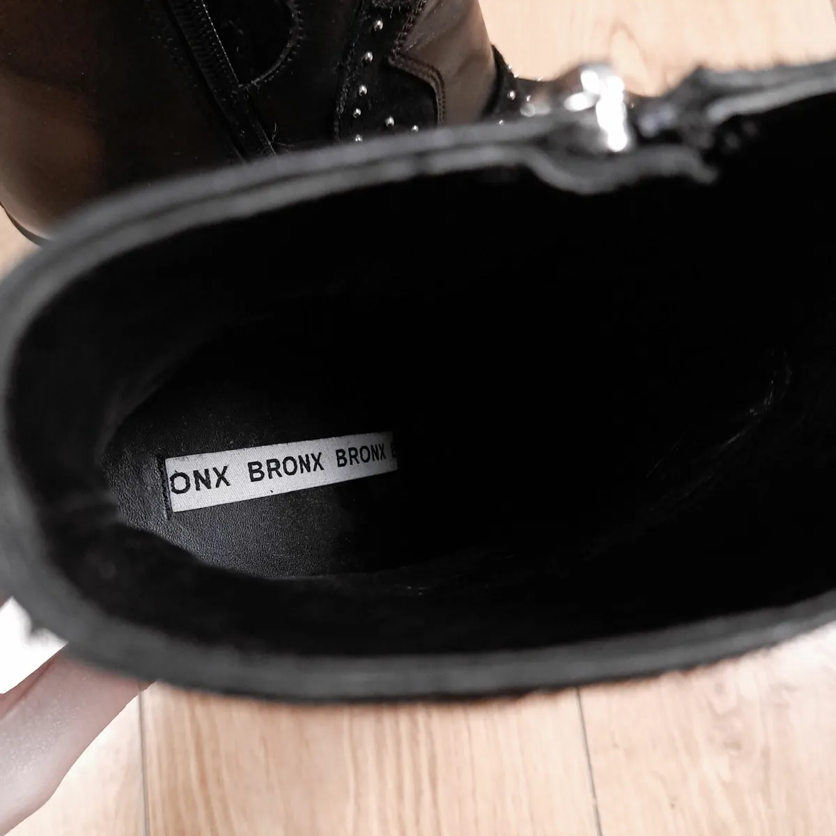 Bronx Black Studded Western Cowboy Ankle Boots 7UK - Image 3