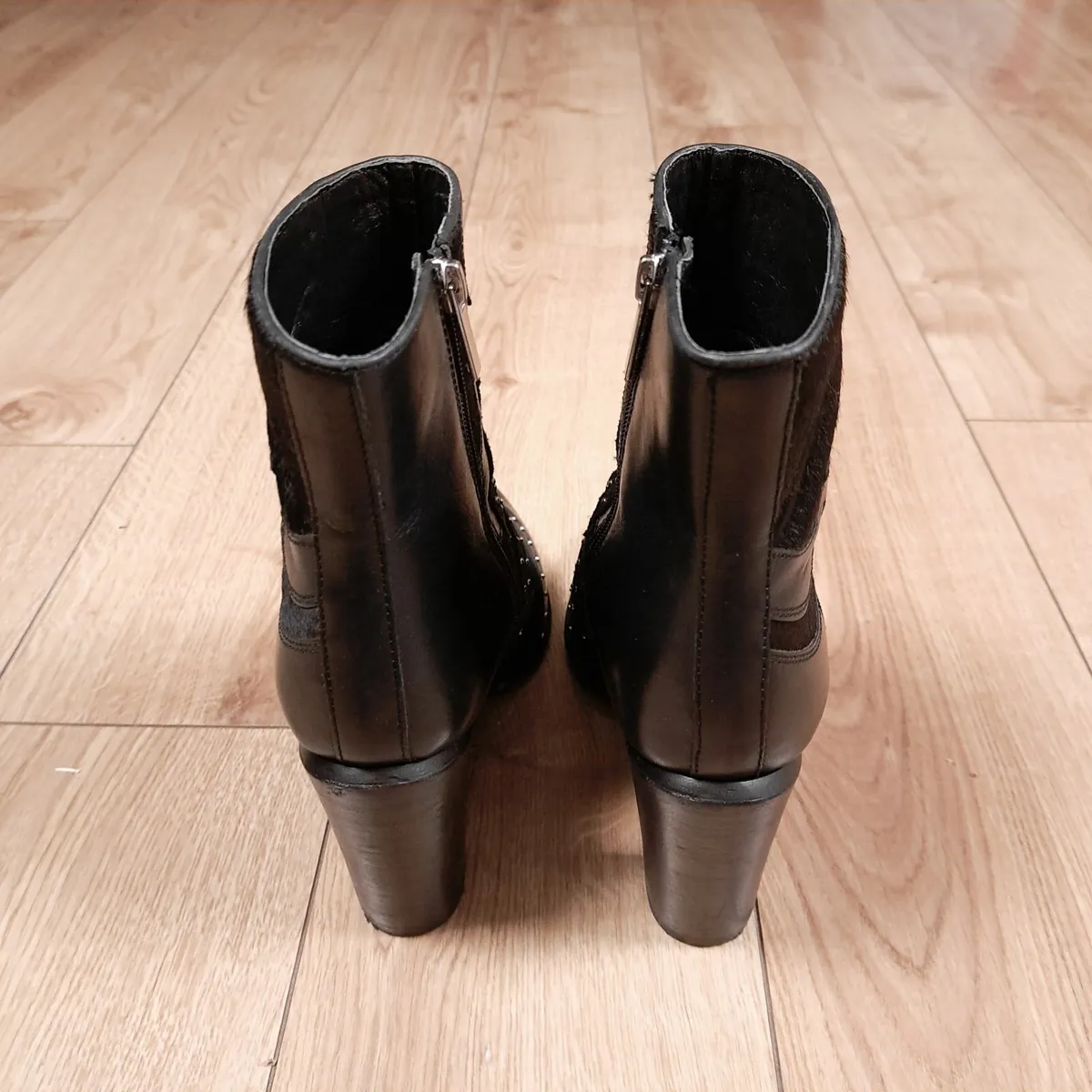 Bronx Black Studded Western Cowboy Ankle Boots 7UK - Image 4