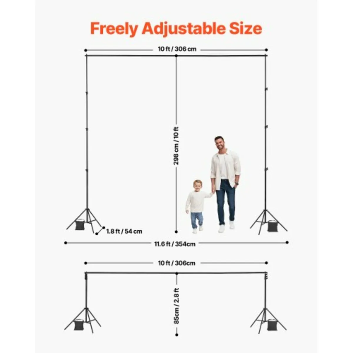 Backdrop Stand, 10 x 10 ft Adjustable Photo Backdr - Image 2