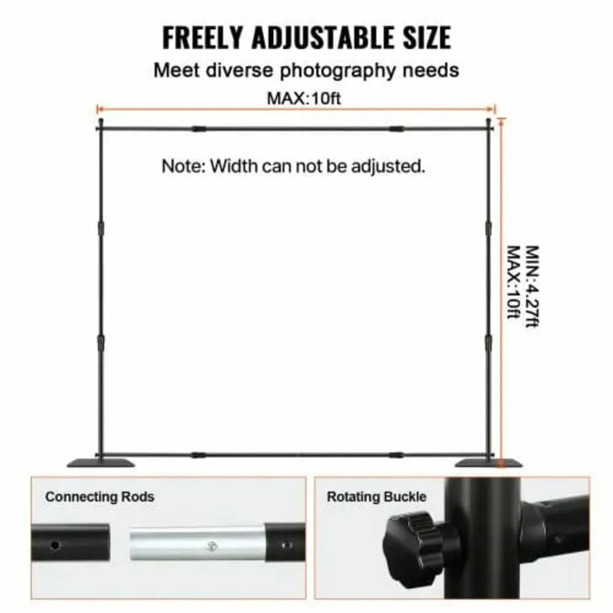 304.8 x 304.8 cm Pipe and Drape Kit, Heavy Duty Ba - Image 2