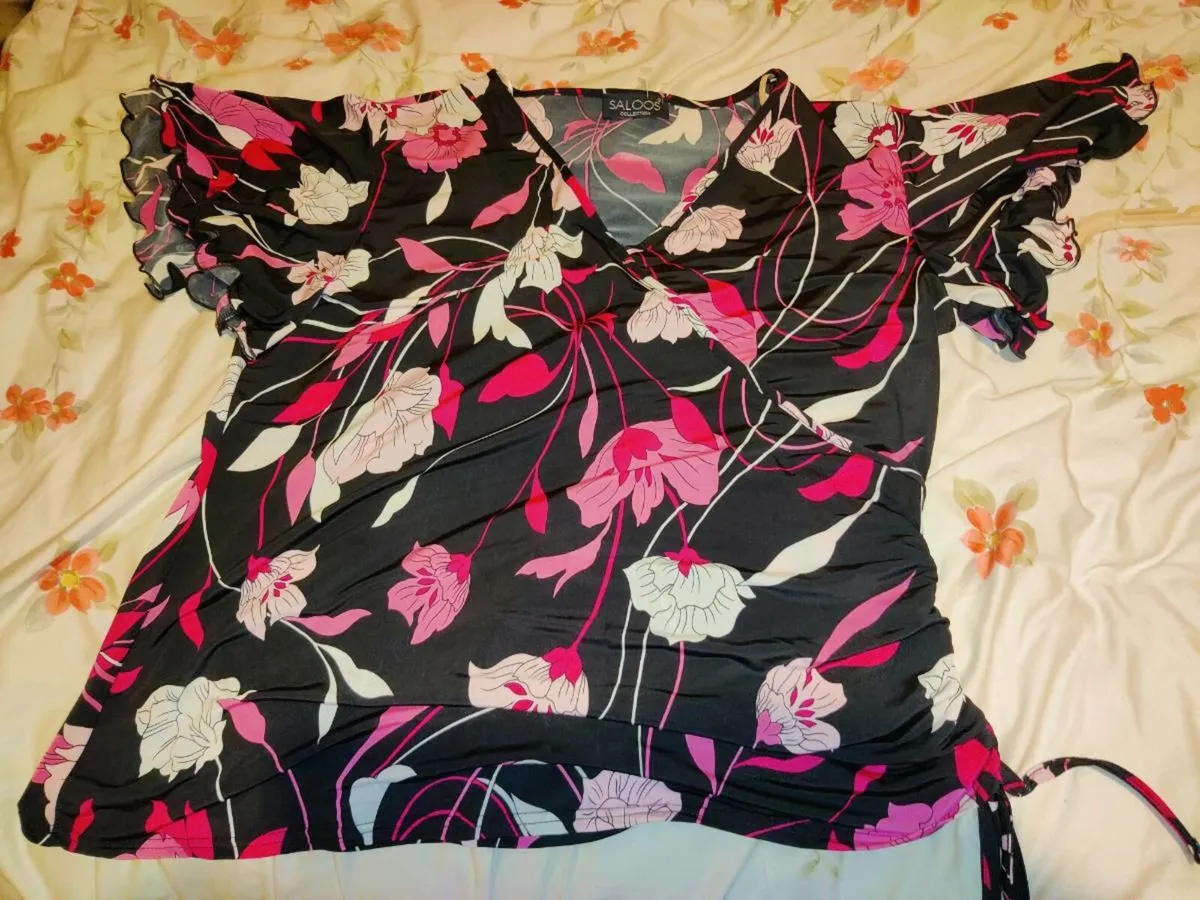 SHIMMERING PINK FLORAL, New Slip Over Blouse ! - Image 1
