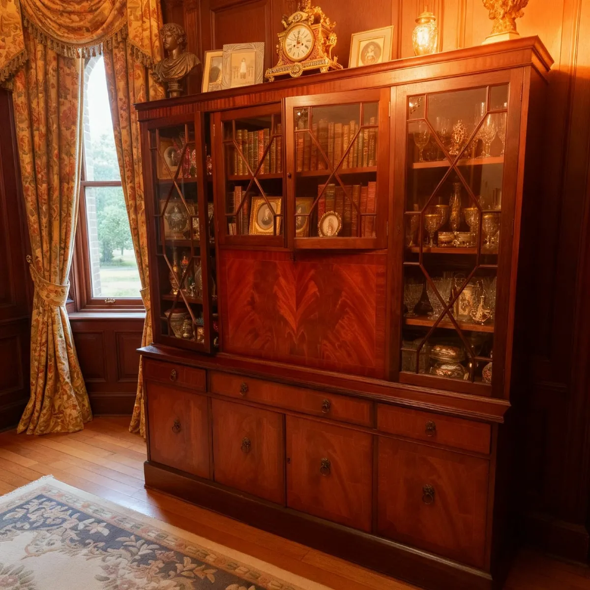 Vintage Mahogany Wood Farmhouse Georgian Cabinet - Image 1