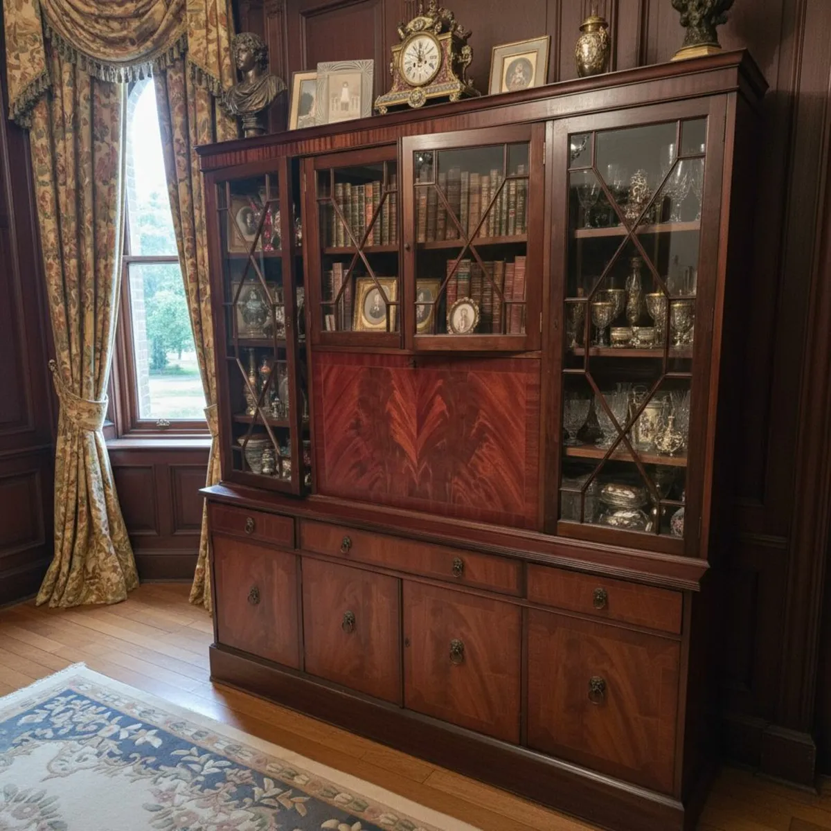 Vintage Mahogany Wood Farmhouse Georgian Cabinet - Image 2