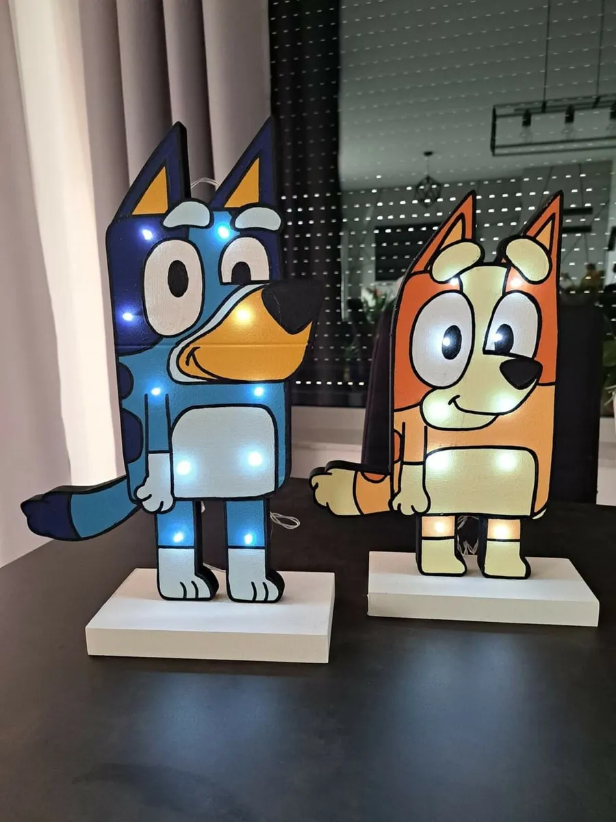 Bluey & Bingo characters Led Lamp - Handmade - Image 4