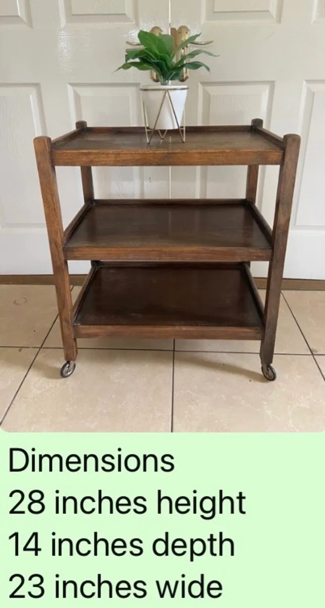 Vintage French oak serving trolley - Image 2