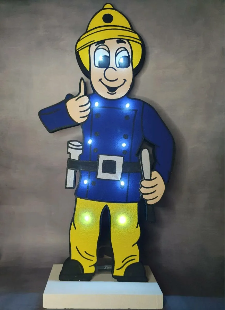Fireman Sam character Led Lamp - Handmade - Image 1