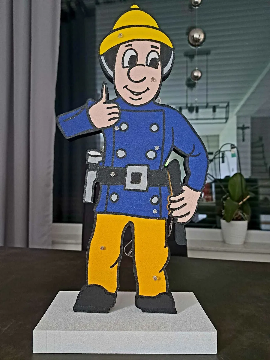 Fireman Sam character Led Lamp - Handmade - Image 2