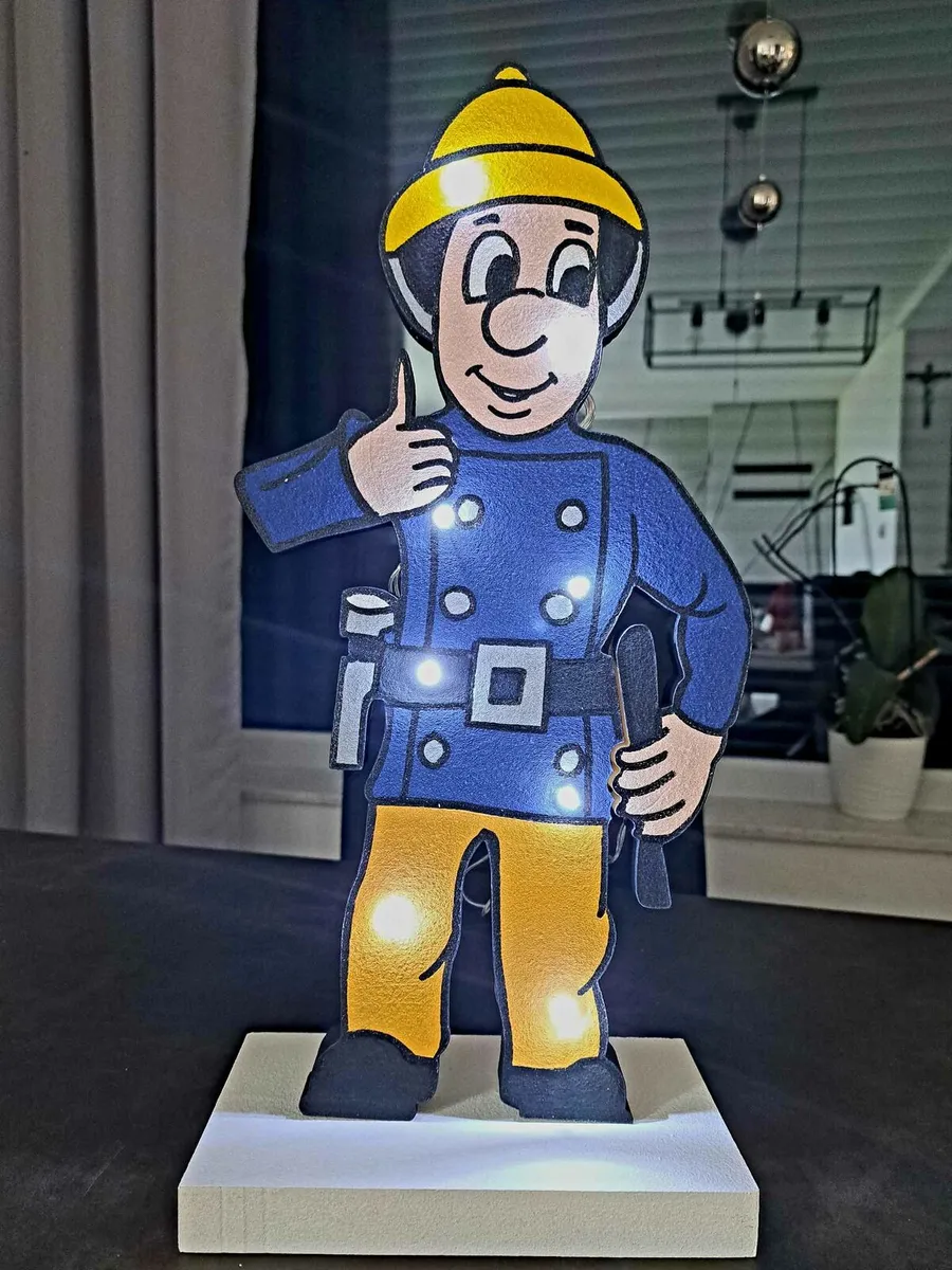 Fireman Sam character Led Lamp - Handmade - Image 3