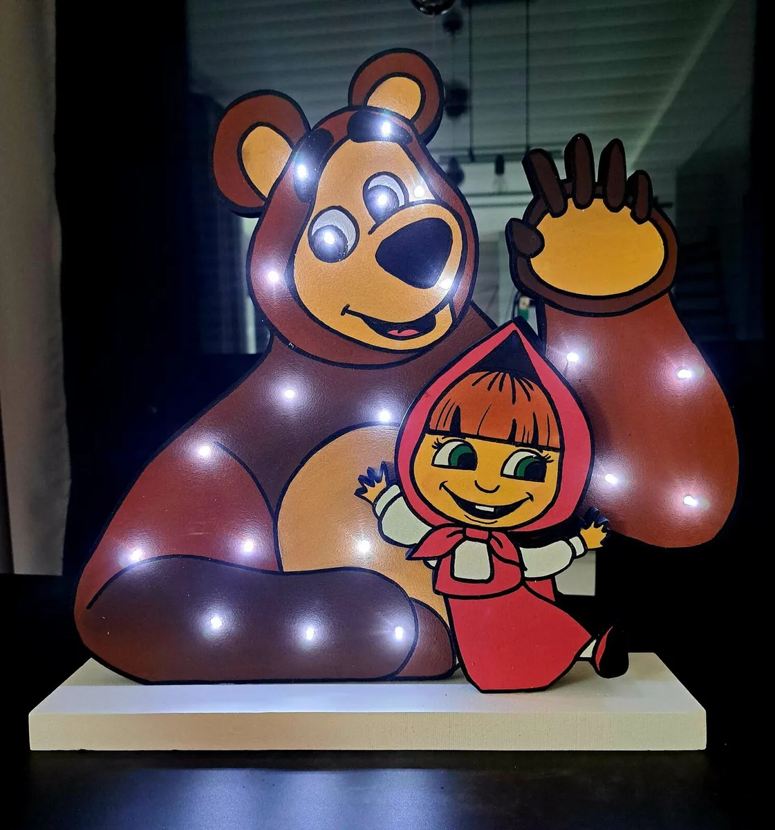 Masha and the Bear characters Led Lamp - Handmade - Image 1